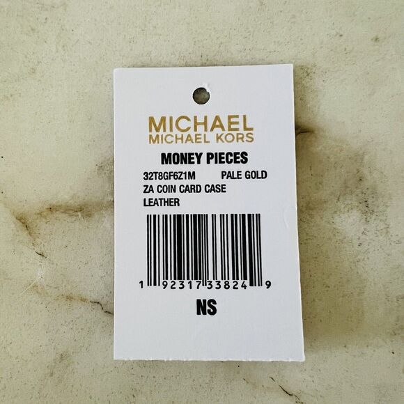 MICHAEL KORS Money Pieces Pale Gold Leather Zip Around Coin Card Case Wallet - Picture 7 of 7